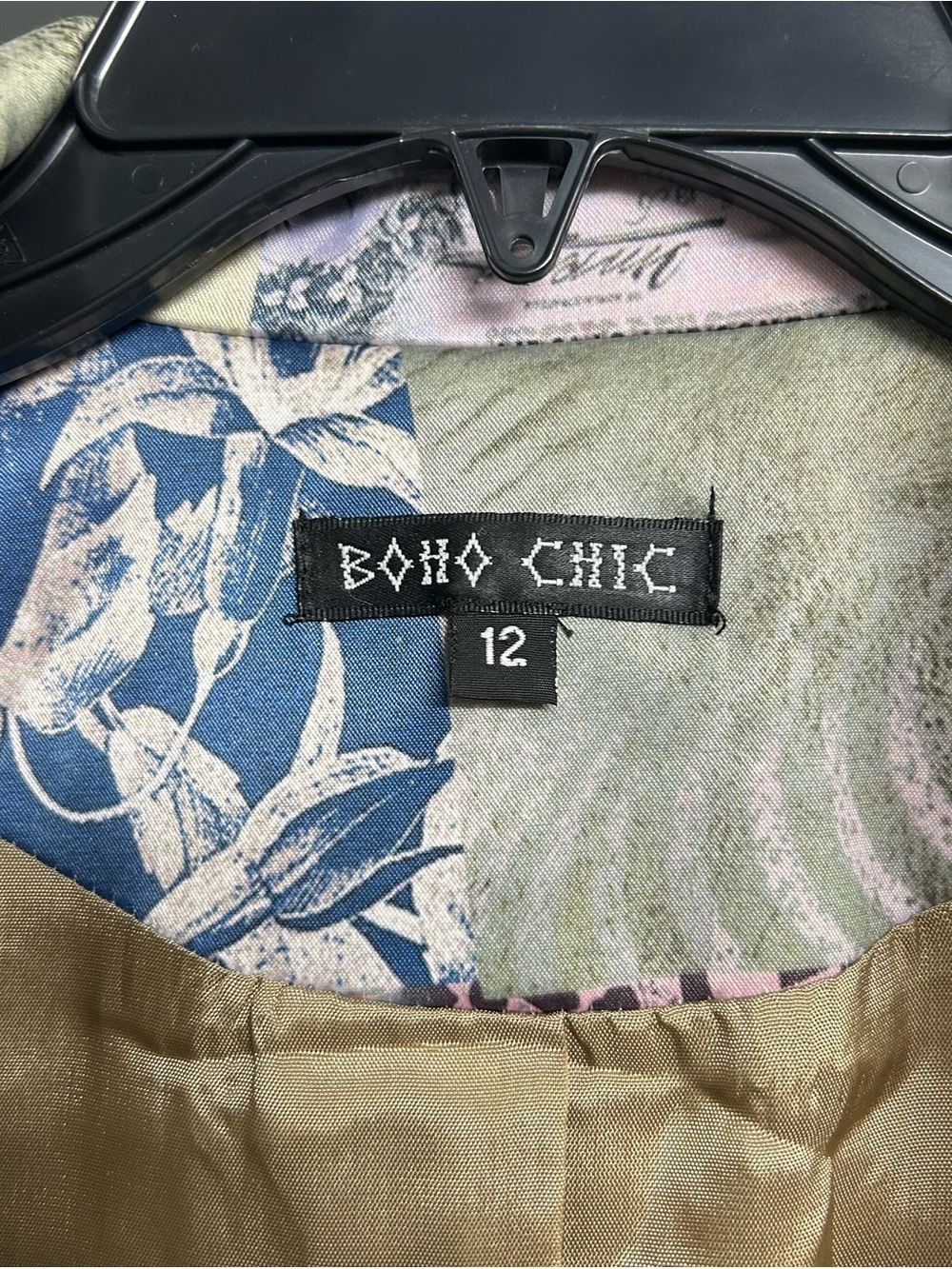 Boho Patchwork Floral Blazer in Blue, Pink & Olive - Picture 6 of 12